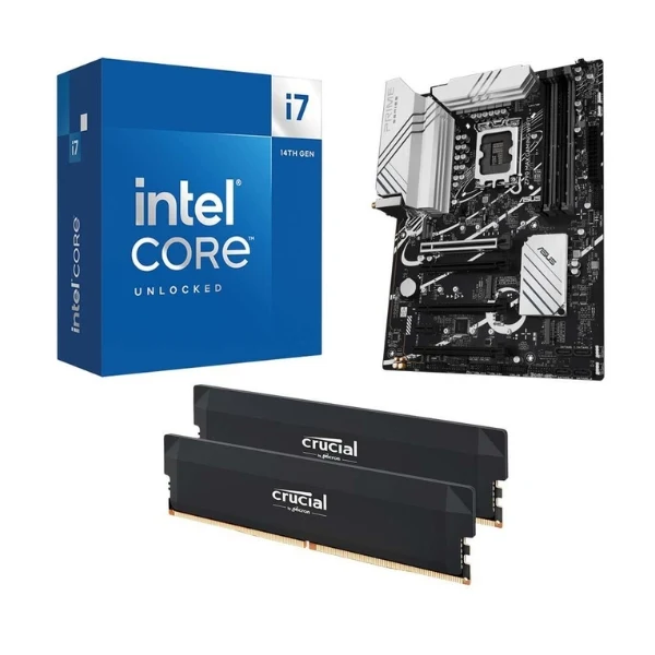 Kit para PC: Procesador Intel Core i7 14700K 20 Núcleos 3.4GHz 33MB Cache + Tarjeta Madre ASUS Z790 Max Gaming WiFi7 Socket LGA1700 DDR5 ATX + Memoria RAM 32GB DDR5