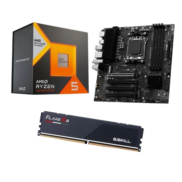Kit para PC: Procesador AMD Ryzen 5 7500X3D 6 Núcleos 96MB Cache + Tarjeta Madre MSI B850M-VC Pro WiFi Socket AM5 DDR5 Micro-ATX + Memoria RAM 16 GB DDR5
