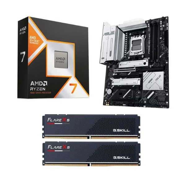 Kit para PC: Procesador AMD Ryzen 7 9850X3D 8 Núcleos 4.70GHz 96MB Cache + Tarjeta Madre ASUS X870-P Prime WiFi Socket AM5 DDR5 ATX + Memoria RAM 32 GB DDR5