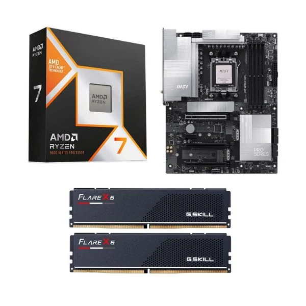 Kit para PC: Procesador AMD Ryzen 7 9850X3D 8 Núcleos 4.70GHz 96MB Cache + Tarjeta Madre MSI X870E-P Pro WiFi Socket AM5 DDR5 ATX + Memoria RAM 32 GB DDR5
