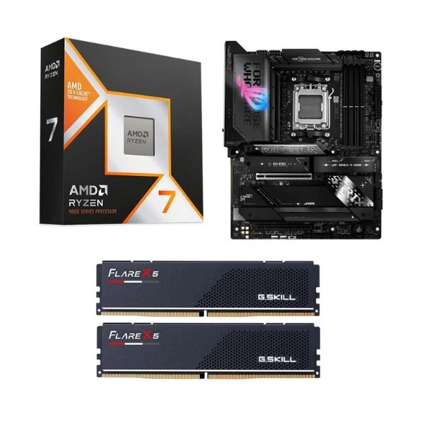 Kit para PC: Procesador AMD Ryzen 7 9850X3D 8 Núcleos 4.70GHz 96MB Cache + Tarjeta Madre ASUS X870E-E ROG Strix Gaming R2 USBC WiFi Socket AM5 DDR5 ATX + Memoria RAM 32 GB DDR5