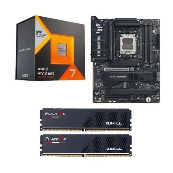 Kit para PC: Procesador AMD Ryzen 7 7800X3D 8 Núcleos 4.2GHz 96MB Cache + Tarjeta Madre ASUS X870E Plus TUF Gaming WiFi Socket AM5 DDR5 ATX + Memoria RAM 32 GB DDR5