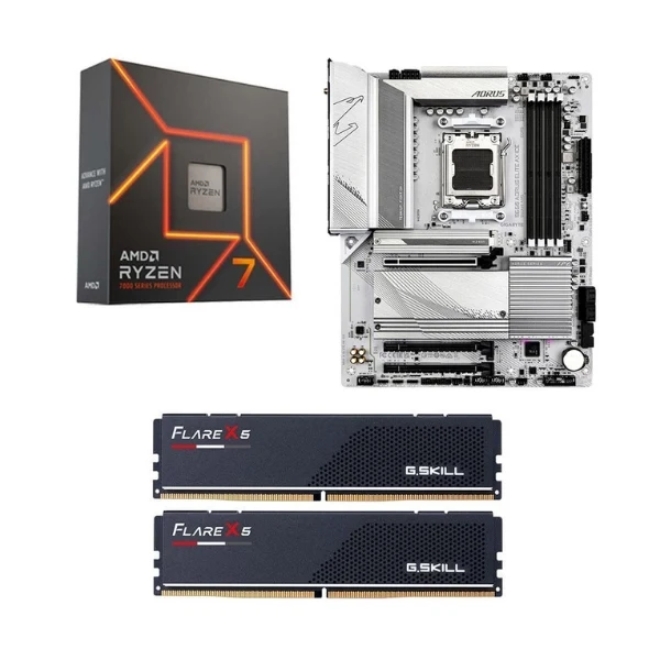 Kit para PC: Procesador AMD Ryzen 7 7700X 8 Núcleos 4.5GHz 32MB Cache + Tarjeta Madre GIGABYTE B650 Aorus Elite AX Ice Socket AM5 DDR5 ATX + Memoria RAM 32 GB DDR5