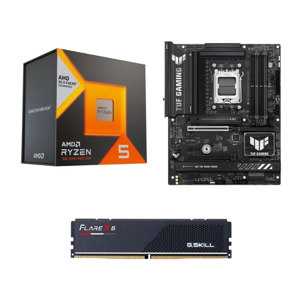 Kit para PC: Procesador AMD Ryzen 5 7600X3D 6 Núcleos 4.1GHz 96MB Cache + Tarjeta Madre ASUS B850-PLUS TUF Gaming WiFi Socket AM5 DDR5 ATX + Memoria RAM 16 GB DDR5
