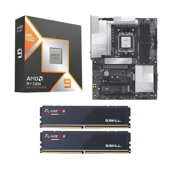 Kit para PC: AMD Ryzen 9 9950X3D + Tarjeta Madre MSI X870E-P Pro WiFi + Memoria RAM 32GB DDR5-6000