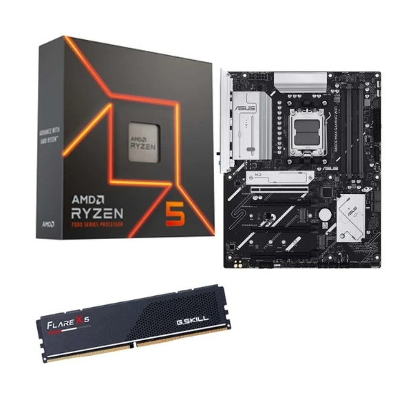 Kit para PC: AMD Ryzen 5 7600X + Tarjeta Madre ASUS B650E Max Gaming WiFi + Memoria RAM 16GB DDR5 6000