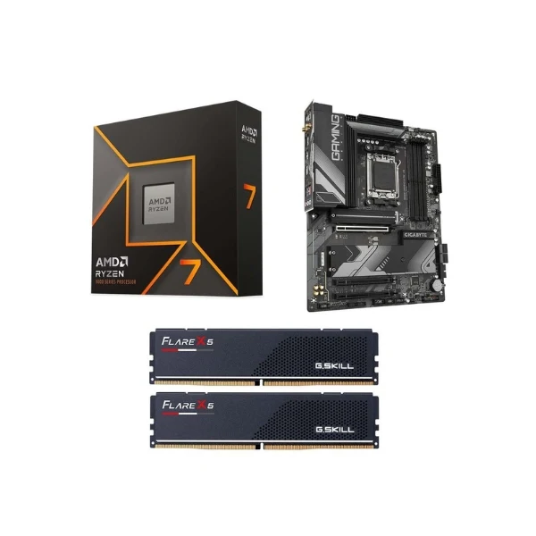 Kit para PC: AMD Ryzen 7 9700X Tarjeta Madre Gigabyte B650 Gaming X AX V2 Memoria RAM G.Skill Flare X5 Series 32GB DDR5 6000 MHz