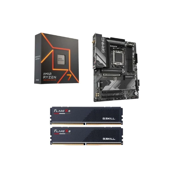 Kit para PC: AMD Ryzen 7 7700X Tarjeta Madre Gigabyte B650 Gaming X AX V2 Memoria RAM G.Skill Flare X5 Series 32GB DDR5 6000 MHz