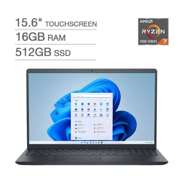 Laptop Dell Inspiron Touchscreen AMD Ryzen 7 7730U (2.8GHz) 16GB RAM 512GB SSD 15.6" AMD Radeon - Black