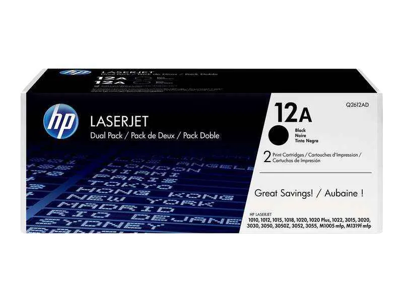 HP Q2612A Negro Pack de 2 Cartuchos de Toner Originales - 12A