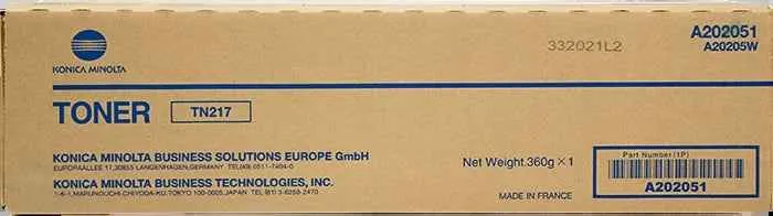 Konica Minolta TN217 Negro Tóner Original - A202031/A202051/TN217